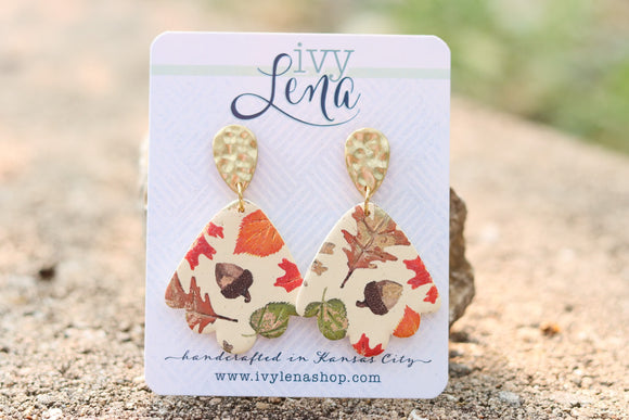 Handcrafted Polymer Clay Earrings- Autumn Leaves