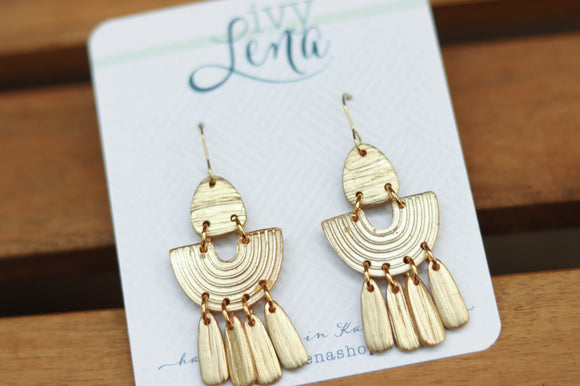 Handcrafted Polymer Clay Earrings- Gold