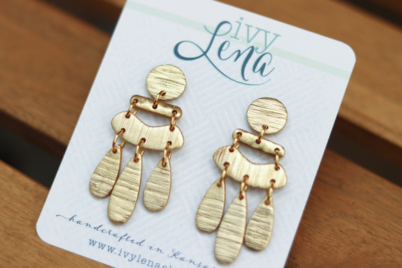 Handcrafted Polymer Clay Earrings- Gold