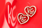 Handcrafted Wood Earrings- KC Ruffle Glitter Heart