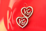 Handcrafted Wood Earrings- KC Ruffle Glitter Heart