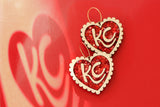 Handcrafted Wood Earrings- KC Ruffle Glitter Heart