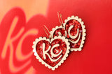 Handcrafted Wood Earrings- KC Ruffle Glitter Heart