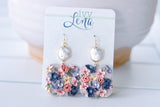 Handcrafted Polymer Clay Earrings- Springtime Floral Grays