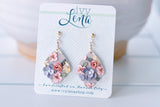 Handcrafted Polymer Clay Earrings- Springtime Floral Grays