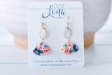 Handcrafted Polymer Clay Earrings- Springtime Floral Grays