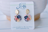 Handcrafted Polymer Clay Earrings- Springtime Floral Grays