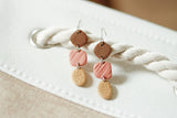 Handcrafted Polymer Clay Earrings- Brown, Blush, & Tan