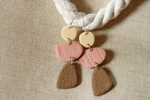 Handcrafted Polymer Clay Earrings- Tan, Blush, & Brown