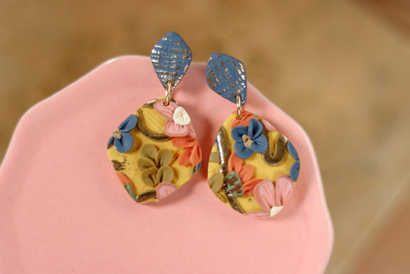Handcrafted Polymer Clay Earrings- Fall Floral