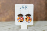 Handcrafted Polymer Clay Earrings- Brown & Orange Floral