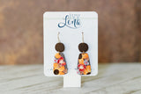 Handcrafted Polymer Clay Earrings- Brown & Orange Floral