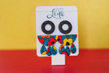 Handcrafted Polymer Clay Earrings- Teal Floral