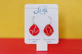 Handcrafted Polymer Clay Earrings- Red & Gold Rope