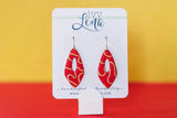 Handcrafted Polymer Clay Earrings- Red & Gold Rope