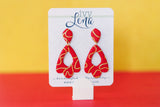 Handcrafted Polymer Clay Earrings- Red & Gold Rope