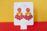 Handcrafted Polymer Clay Earrings- Red & Gold Stripe
