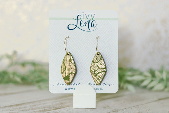 Handcrafted Polymer Clay Earrings- Gold & Olive