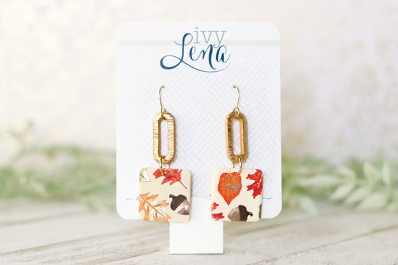 Handcrafted Polymer Clay Earrings- Autumn Leaves