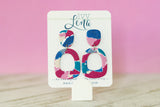 Handcrafted Polymer Clay Earrings- Fuchsia, Teal, Blue Mix