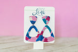 Handcrafted Polymer Clay Earrings- Fuchsia, Teal, Blue Mix