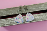 Handcrafted Polymer Clay Earrings- Fuchsia, Blue, & Tan Marble