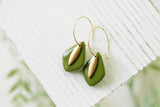 Handcrafted Polymer Clay Earrings- Pretty Green & Gold