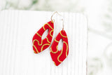Handcrafted Polymer Clay Earrings- Red & Gold Rope