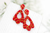 Handcrafted Polymer Clay Earrings- Red & Gold Rope