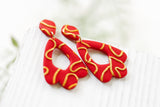 Handcrafted Polymer Clay Earrings- Red & Gold Rope