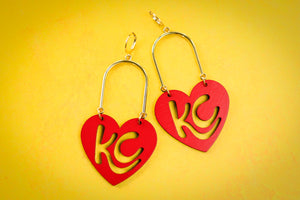 Handcrafted Wood Earrings- KC Heart