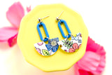 Hand-colored Polymer Clay Earrings- Floral Pattern