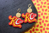 Handcrafted Wood Earrings- KC Football