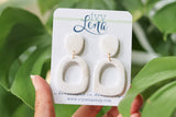 Handcrafted Polymer Clay Earrings- White W/Gold Shimmer