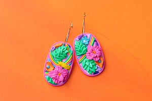 Handcrafted Polymer Clay Earrings- Rainbows and hops