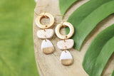 Handcrafted Polymer Clay Earrings- Gold & White