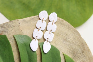 Handcrafted Polymer Clay Earrings- White