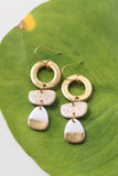 Handcrafted Polymer Clay Earrings- Gold & White