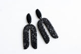 Handcrafted Polymer Clay Earrings- Black Glitter