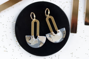 Handcrafted Polymer Clay Earrings- Gray and Gold
