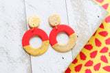 Handcrafted Polymer Clay Earrings- Red and Yellow