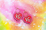 Handcrafted Wood Earrings- KC Scalloped Hearts