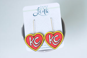 Handcrafted Wood Earrings- KC Hearts