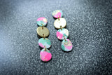 Handcrafted Polymer Clay Earrings- Pink & Green