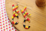 Handcrafted Polymer Clay Earrings- Red and Yellow K & C