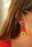 Handcrafted Polymer Clay Earrings- Red and Yellow