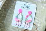 Handcrafted Polymer Clay Earrings- Pink & Green