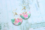 Handcrafted Polymer Clay Earrings- Pink & Green