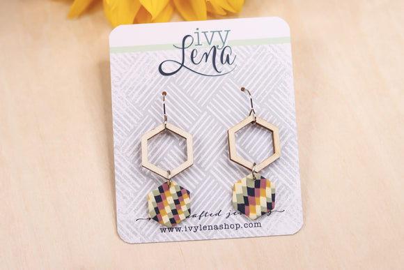 Handcrafted Polymer Clay & Wood Earrings- Fall
