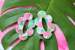 Handcrafted Polymer Clay Earrings- Pink & Green